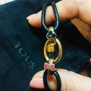 Tous Rose Vermeil + Leather Bracelet